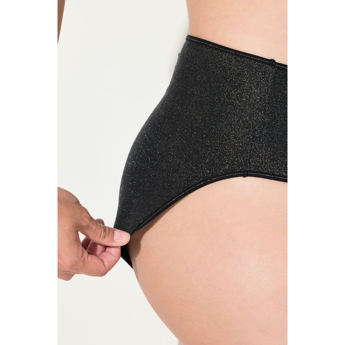 Culotte midi, effet métallique noir, ULLA POPKEN