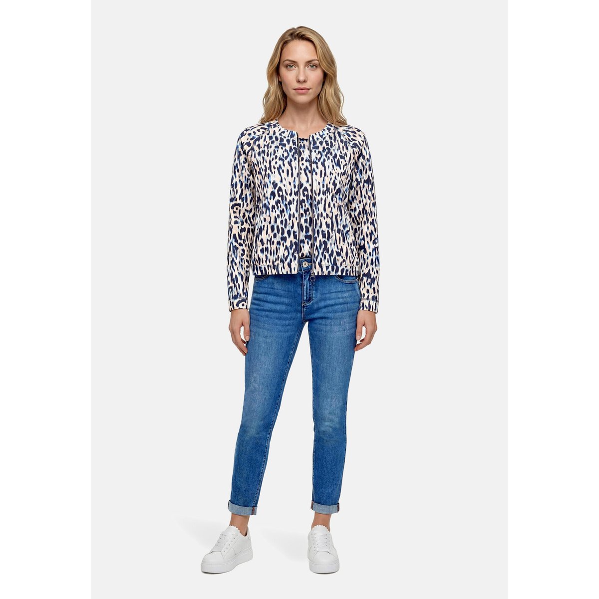 Cardigan façon t-shirt de texture côtelée dark blue/beige, BETTY BARCLAY