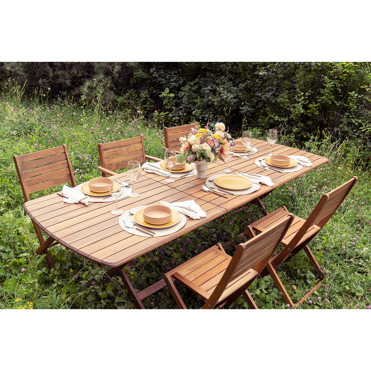 Table de jardin extensible rectangulaire en bois massif L160-210 cm CANOPEE naturel, MILIBOO