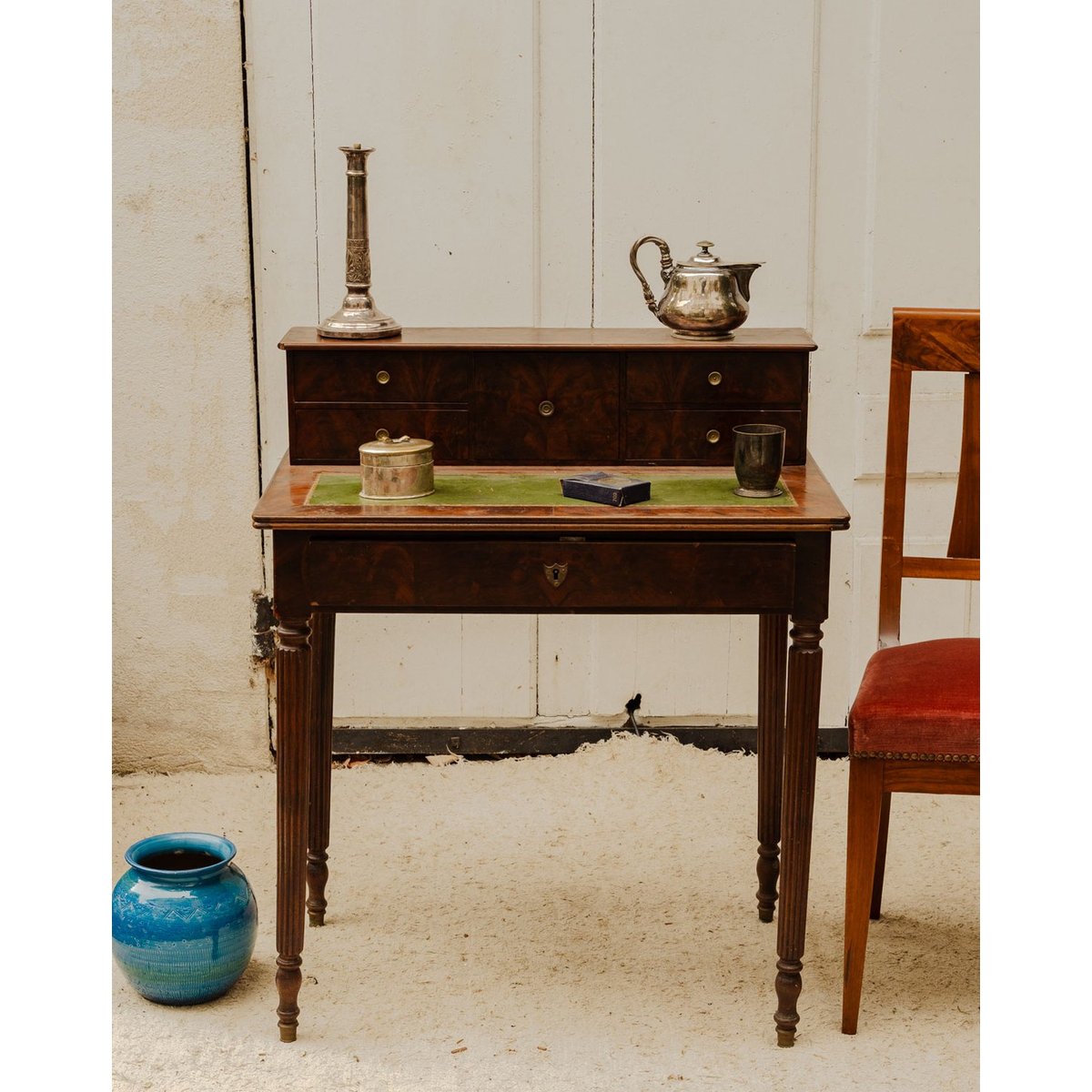 Bureau en bois Edouard N°1109 - Bon état bois foncé, DEBONGOUT