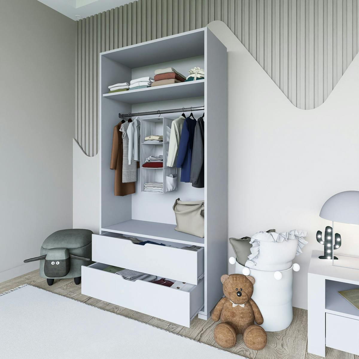 Armoire penderie blanche 2 portes, style moderne BYRON blanc, PIER IMPORT