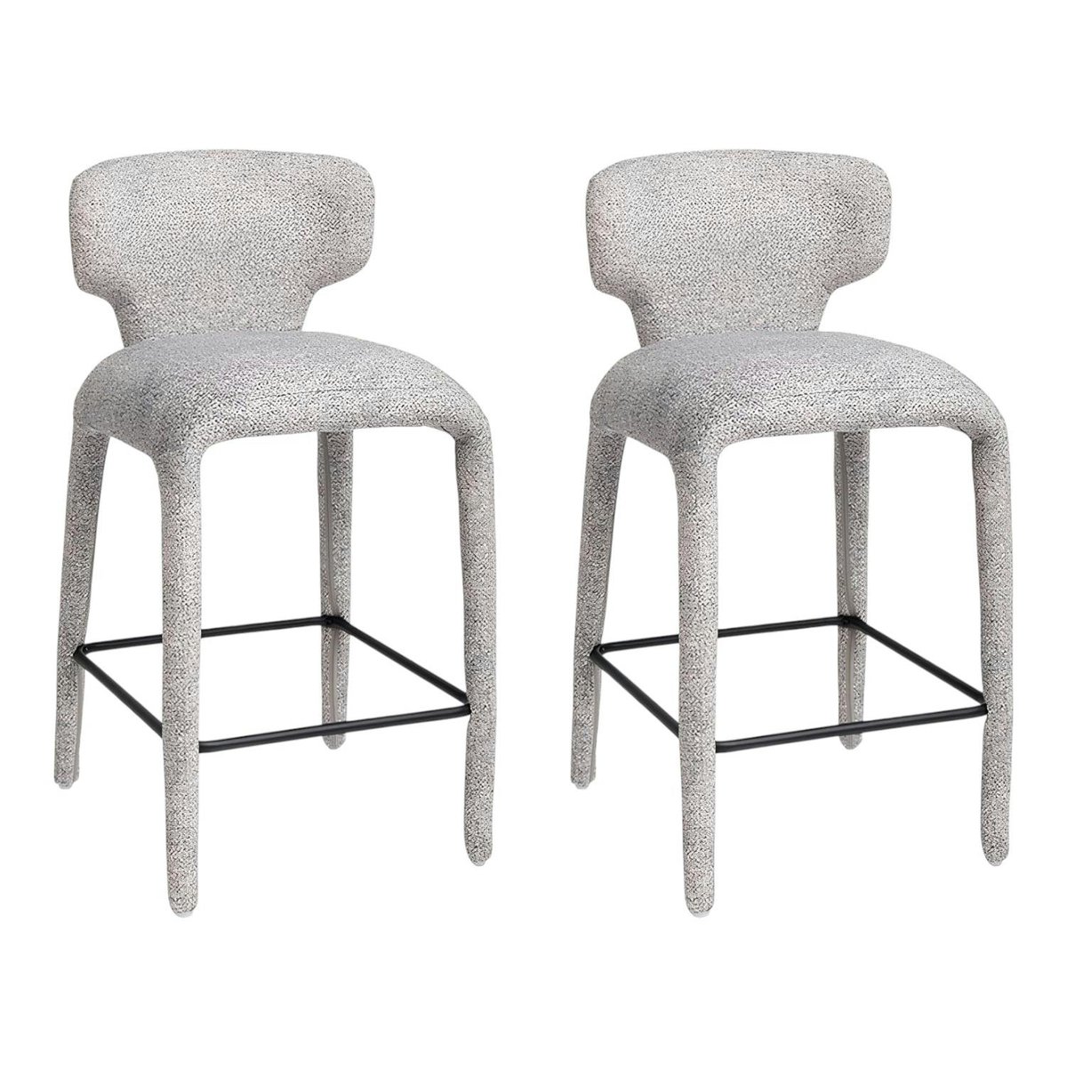 Tabouret de bar en tissu (lot de 2) TULSA gris, PIER IMPORT