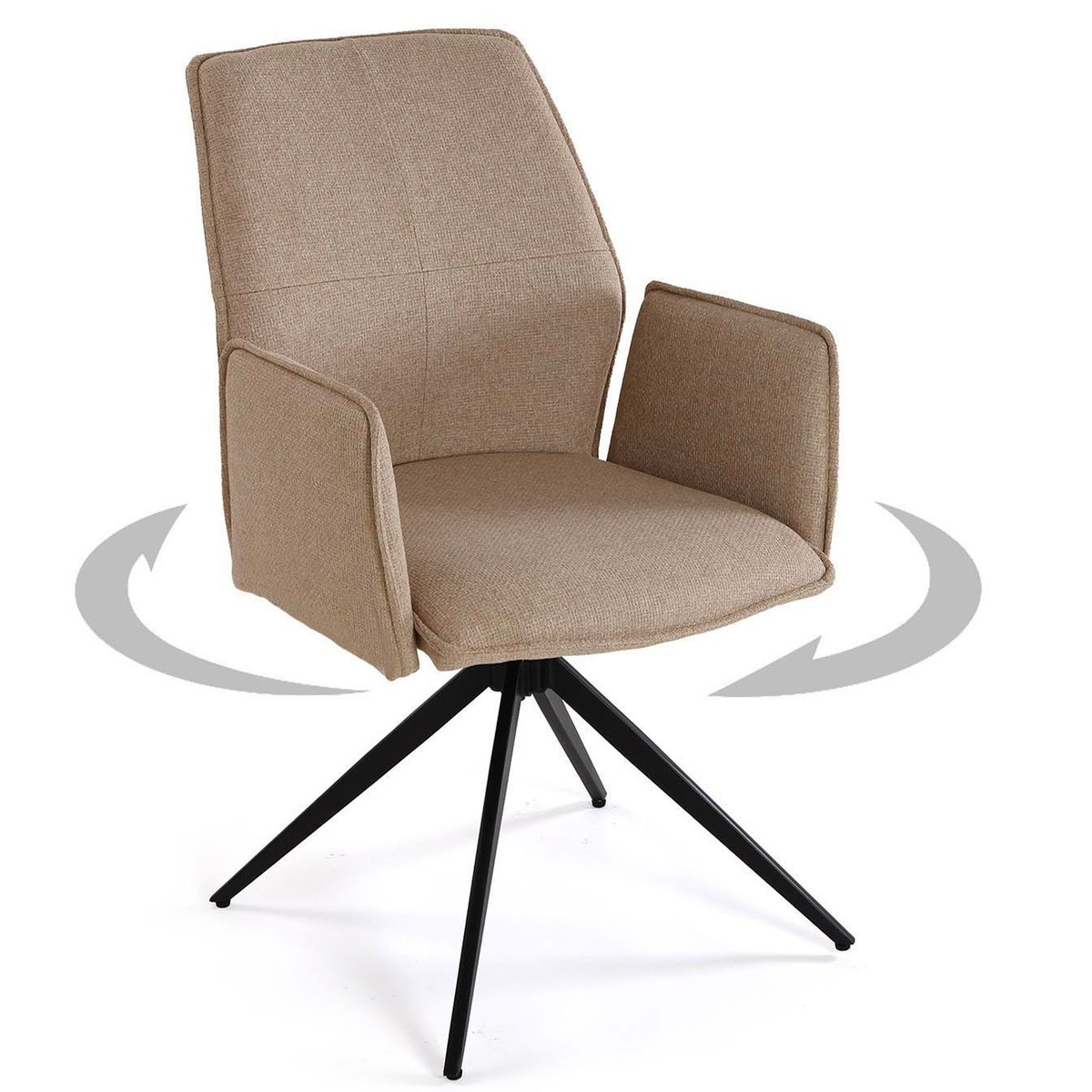 Fauteuil de bureau pivotant tissu beige 60.5x57.5x87cm beige, VERSA
