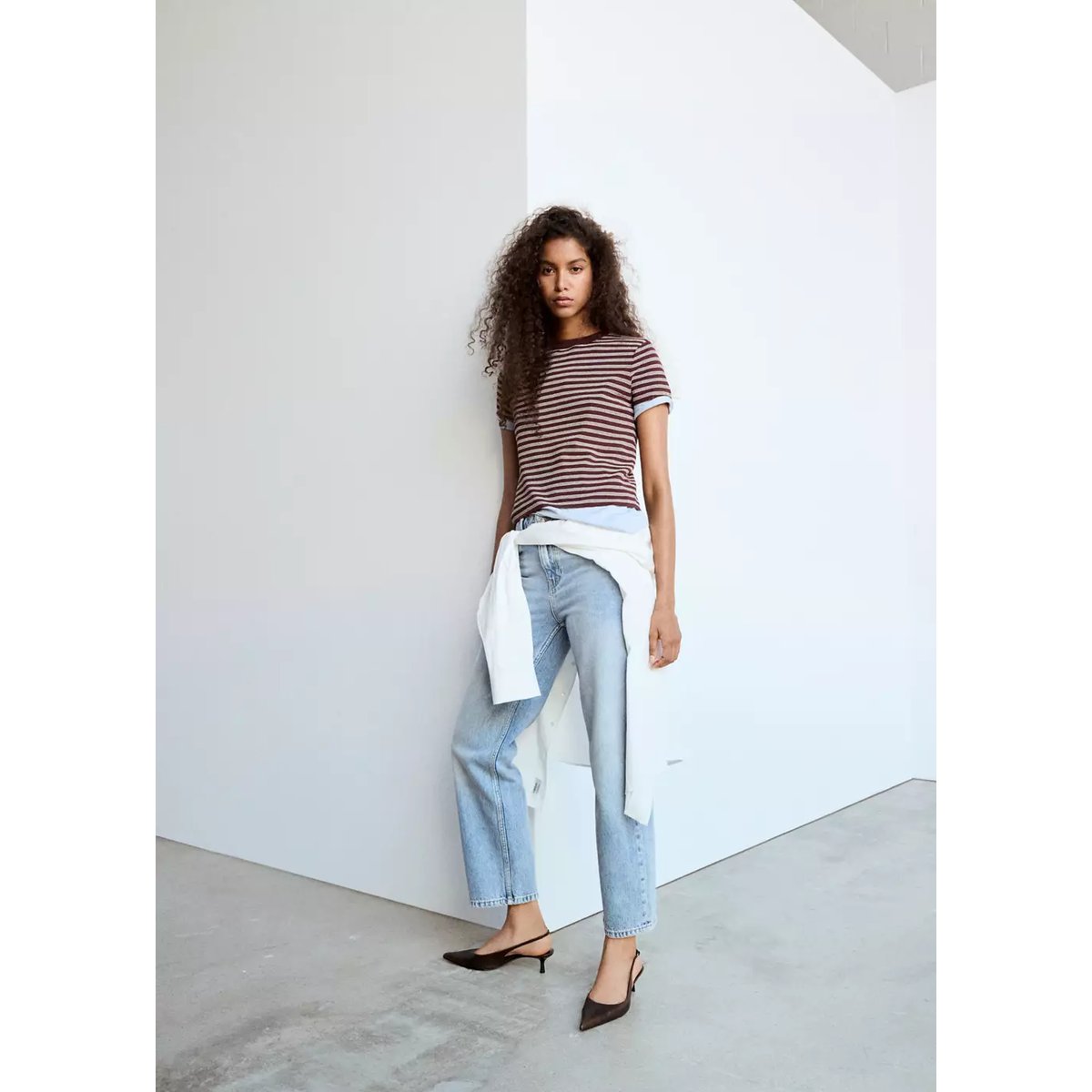 Jean droit taille normale bleu moyen, MANGO