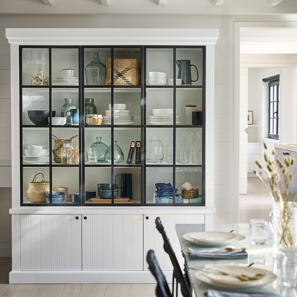 Vitrina de pino macizo y MDF, Xinia blanco, LA REDOUTE INTERIEURS