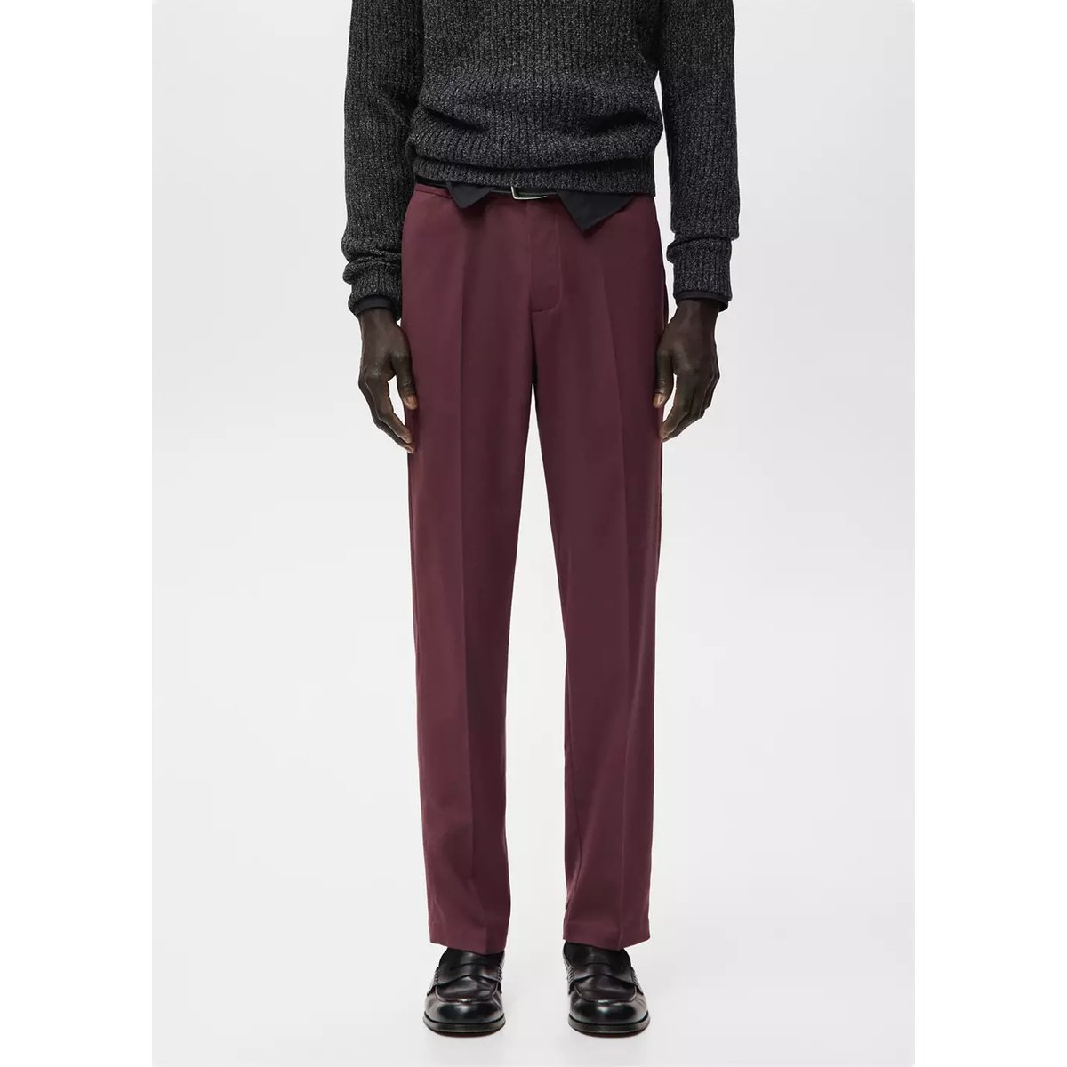 Pantalon regular fit fluide bordeaux, MANGO MAN
