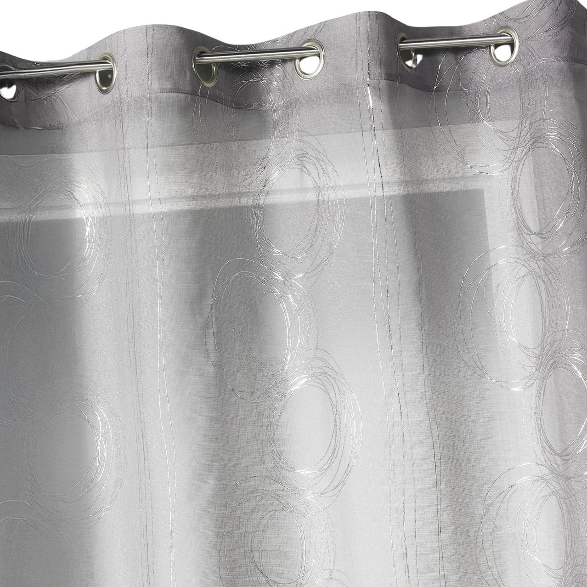 Voilage imprimé à motifs argentés gris clair, HOME MAISON