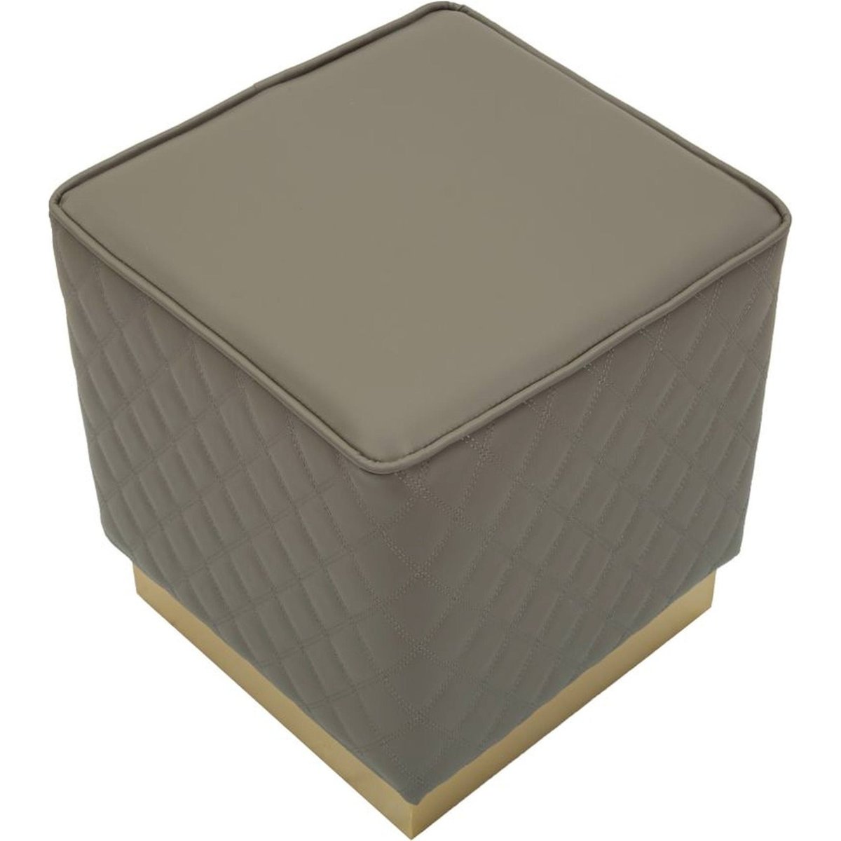 Pouf carré capitonné base métal GLAM gris et or, RECOLLECTION