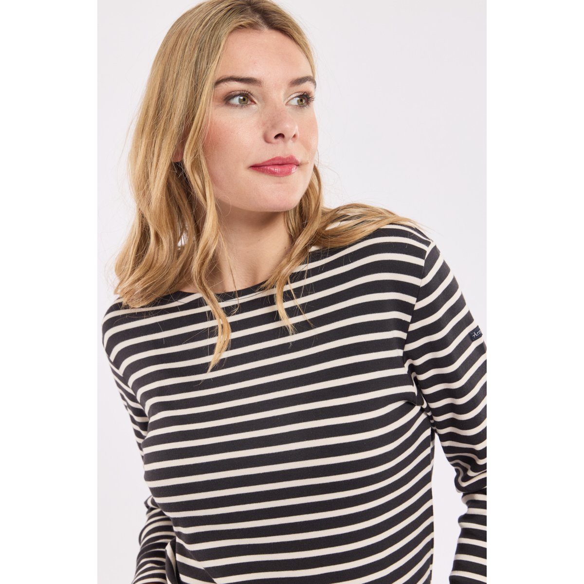 Marinière interlock en coton suie/nid, ARMOR-LUX