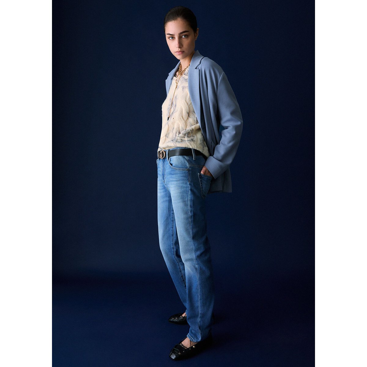 Jean slim taille haute denim clair, LIU JO
