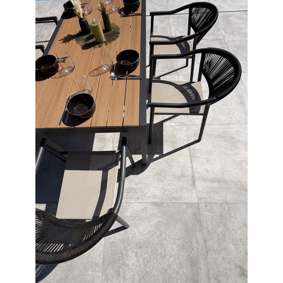 Ensemble repas de jardin 6 places en alu TONGA gris anthracite, DCB GARDEN