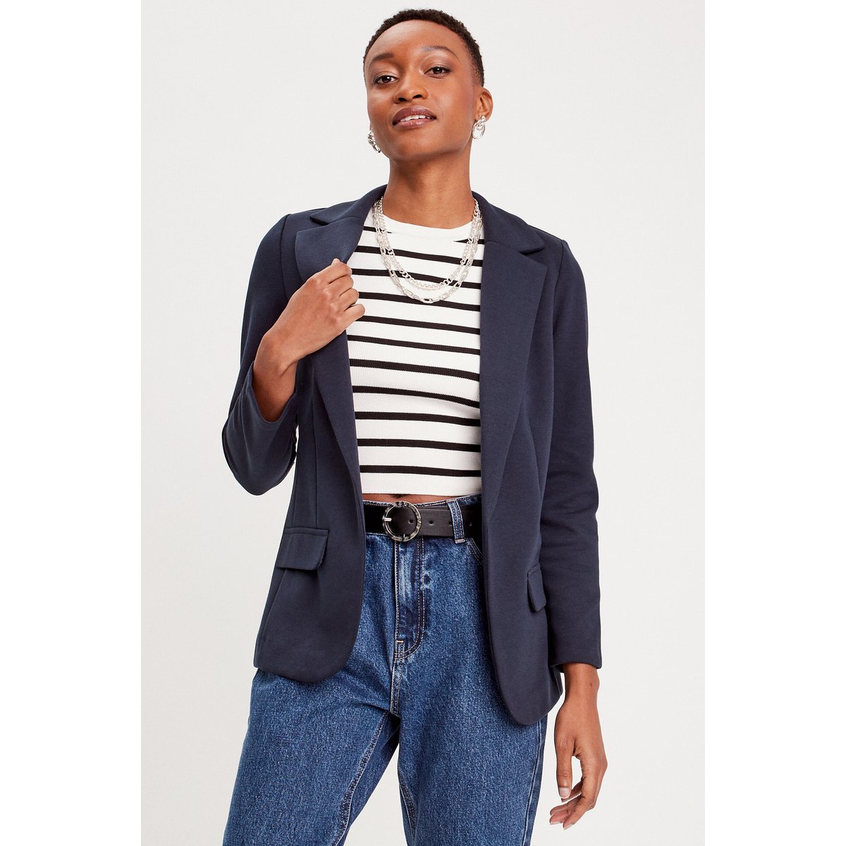 Veste blazer cintrée bleu marine, CACHE CACHE