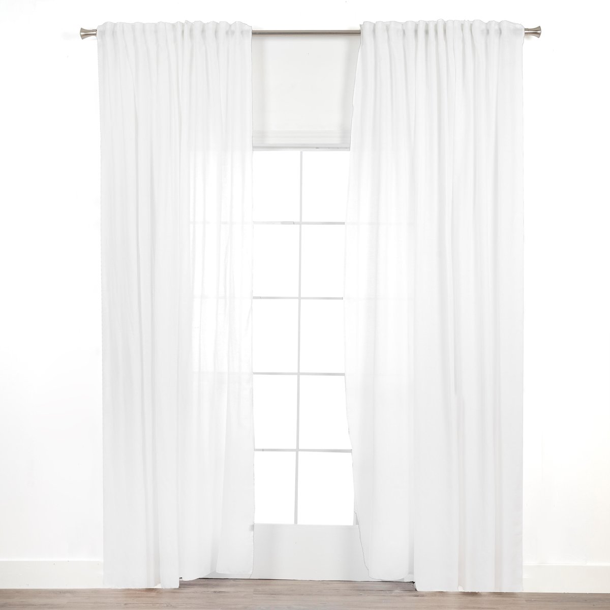 Rideau tamisant en polyester et lin, AYDEN blanc, INSPIRE