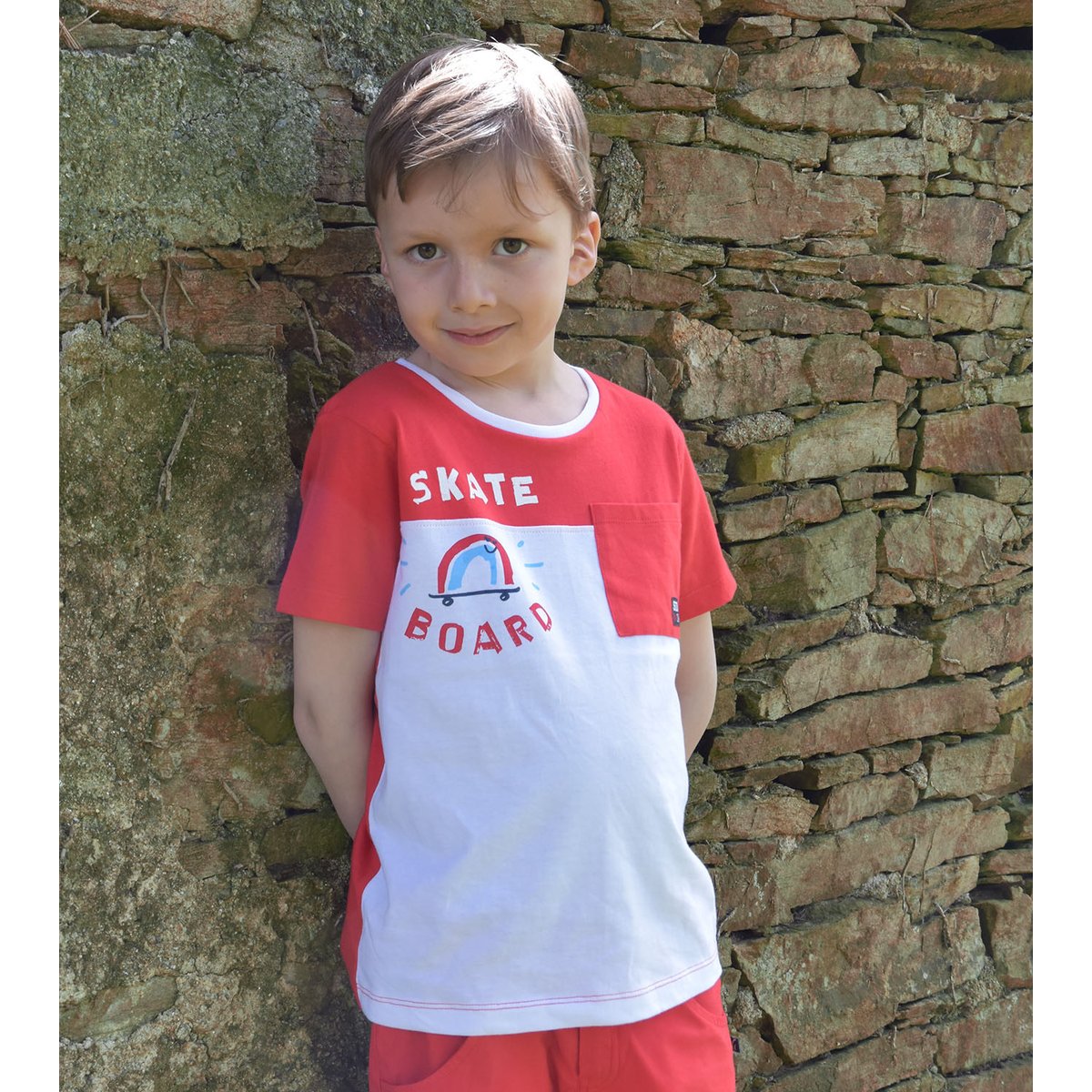 Tee shirt gabin manches courtes enfant rouge, SUCRE D'ORGE