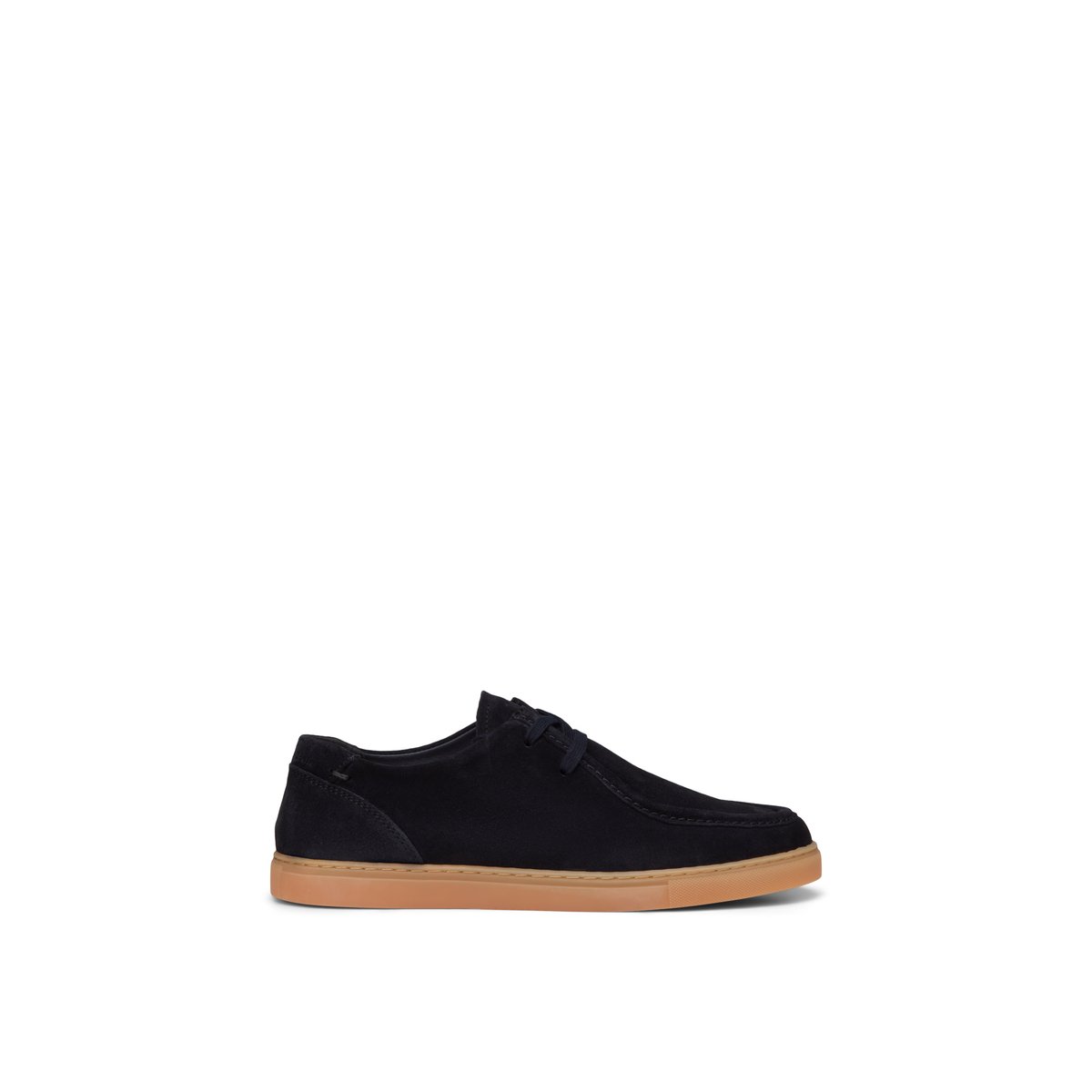 Mocassins modèle à carreaux style wallabee en cuir velours bleu fonce, MARC O'POLO