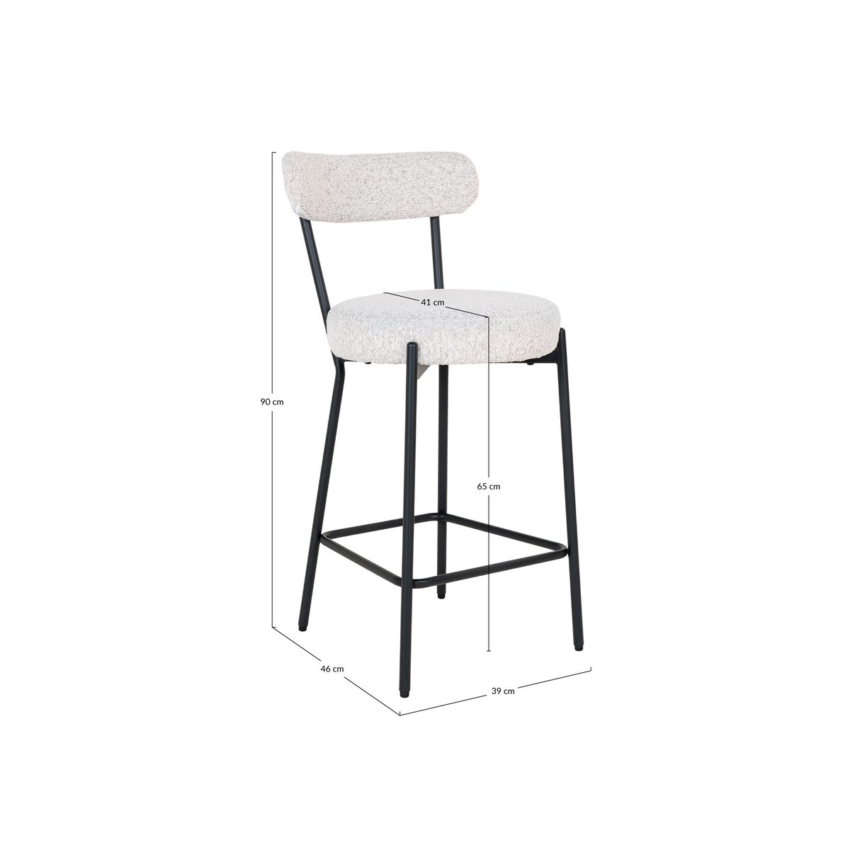Tabouret de bar - 90 cm - IVANEC noir / blanc, BEST MOBILIER