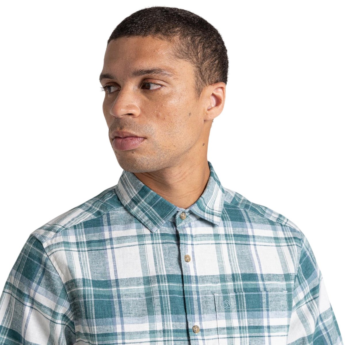 Chemise manches courtes motif/style à carreaux HILA bleu sarcelle, CRAGHOPPERS
