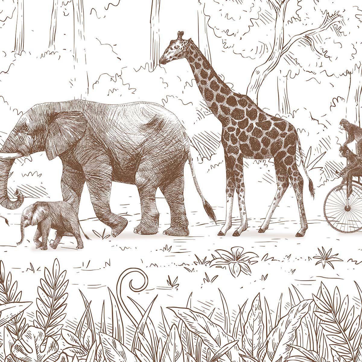 Papier peint parade de la savane intissé, HEXOA