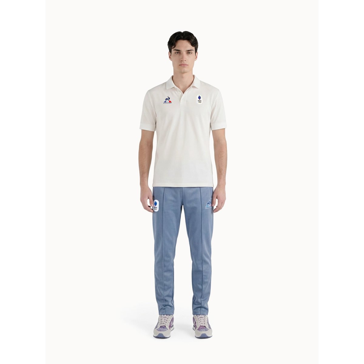 Polo Équipe de France Olympique 2026 en jersey technique Jeux Olympiques EQUIPE DE FRANCE écru, LE COQ SPORTIF