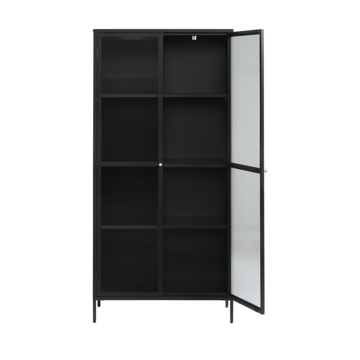 Vaisselier 2 portes en verre stié et métal H190cm- BJORN noir, DRAWER