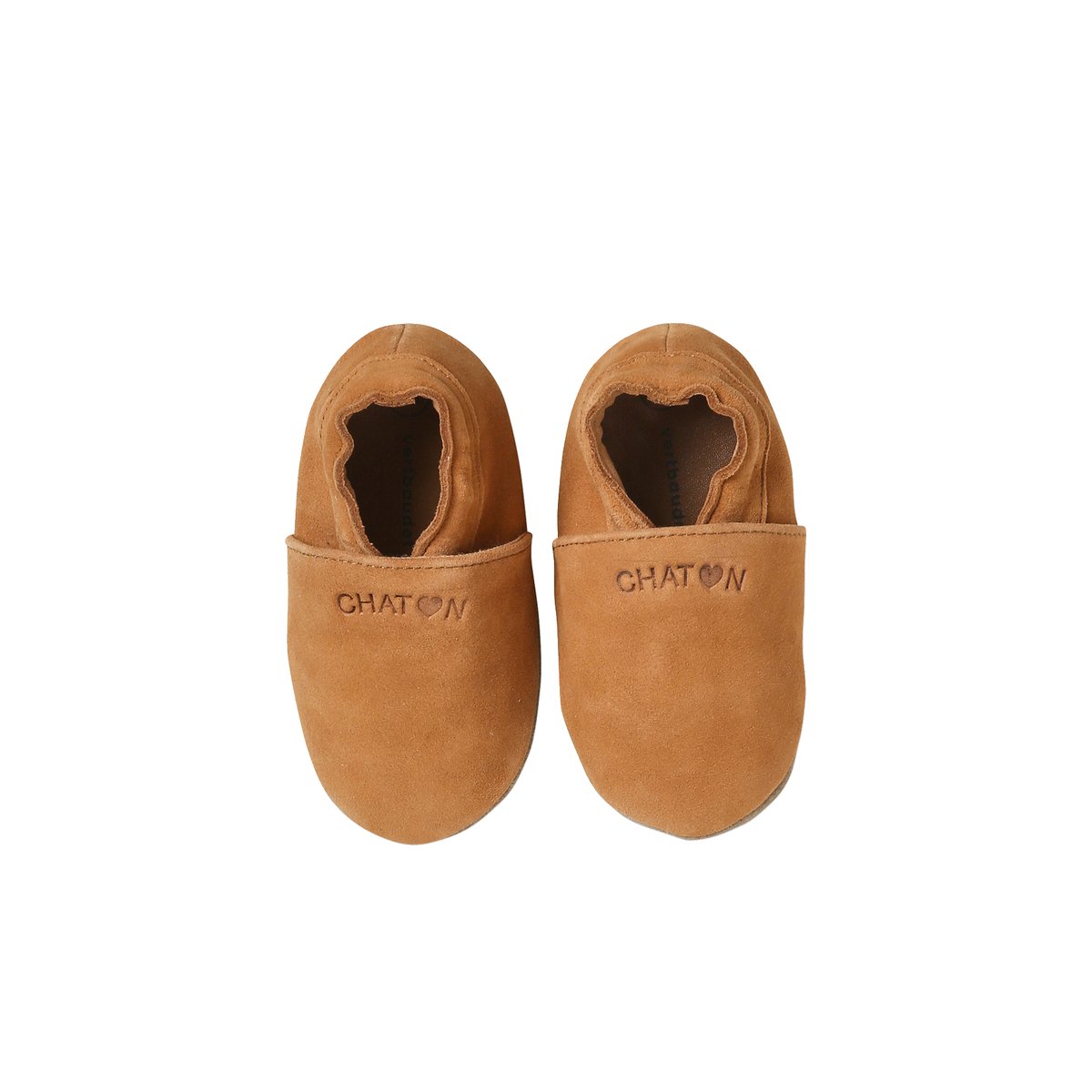 Chaussons élastiqués en cuir souple chocolat, VERTBAUDET