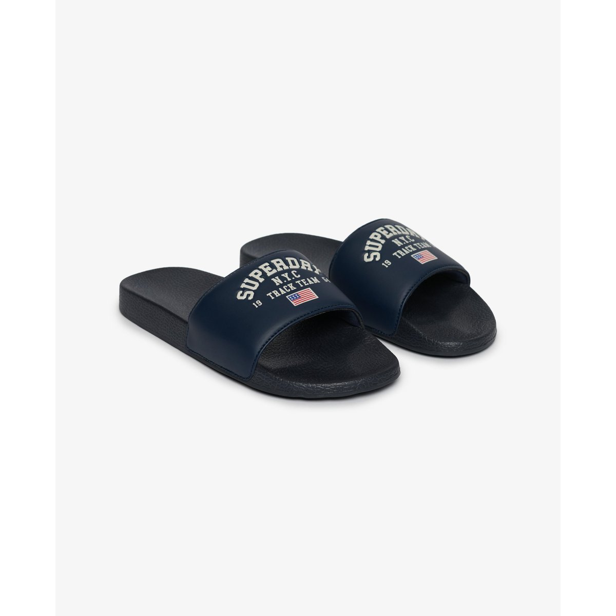 Claquettes Varsity Flag style piscine bleu marine éclipse, SUPERDRY