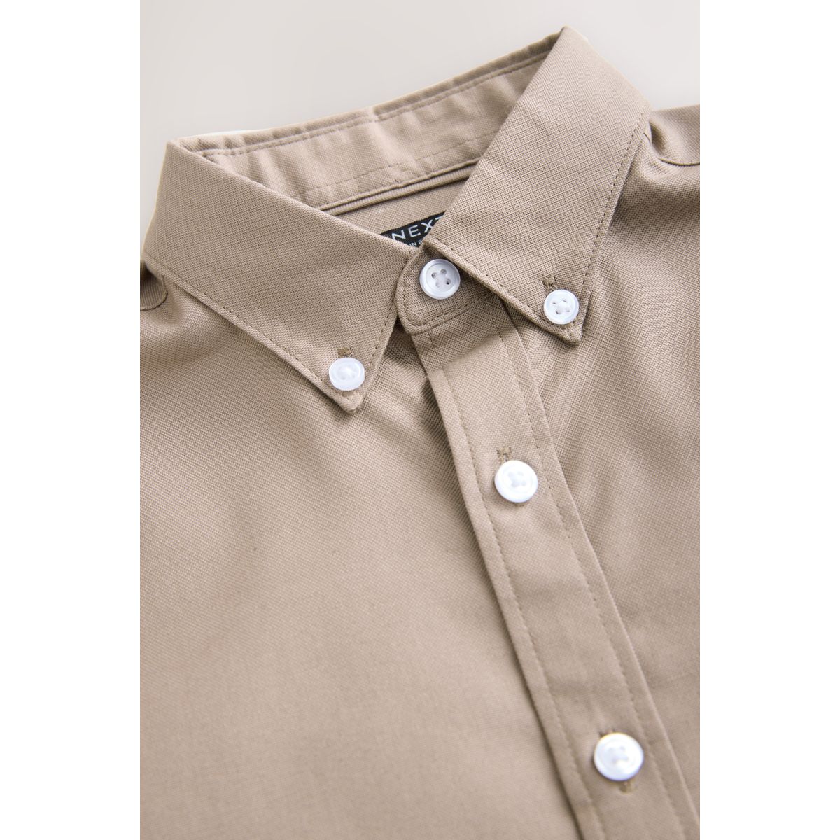 Chemise oxford en coton à manches courtes taupe, NEXT