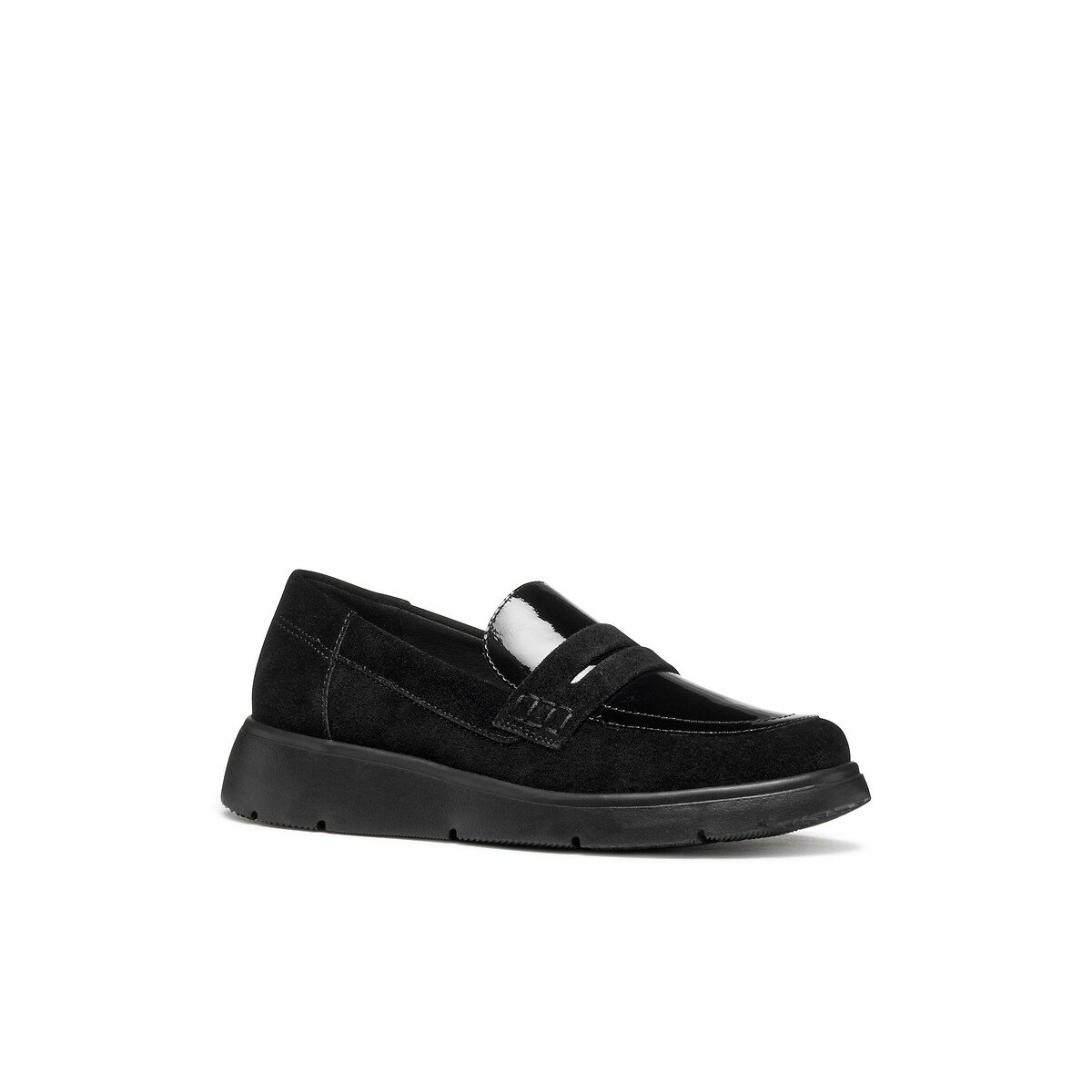 Arlara Breathable Wedge Loafers in Leather black, GEOX