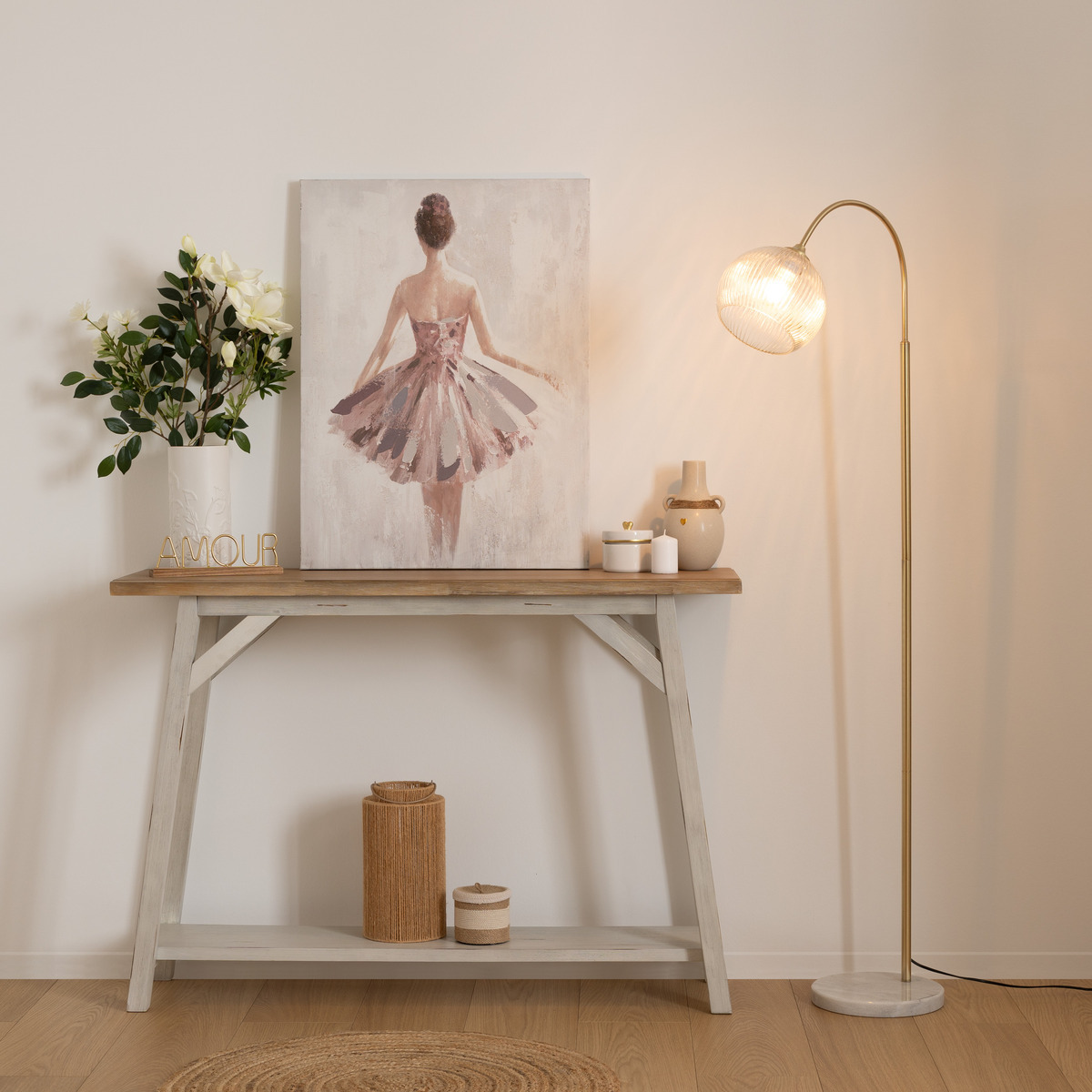 Lampadaire arc LAYE doré, ATMOSPHERA