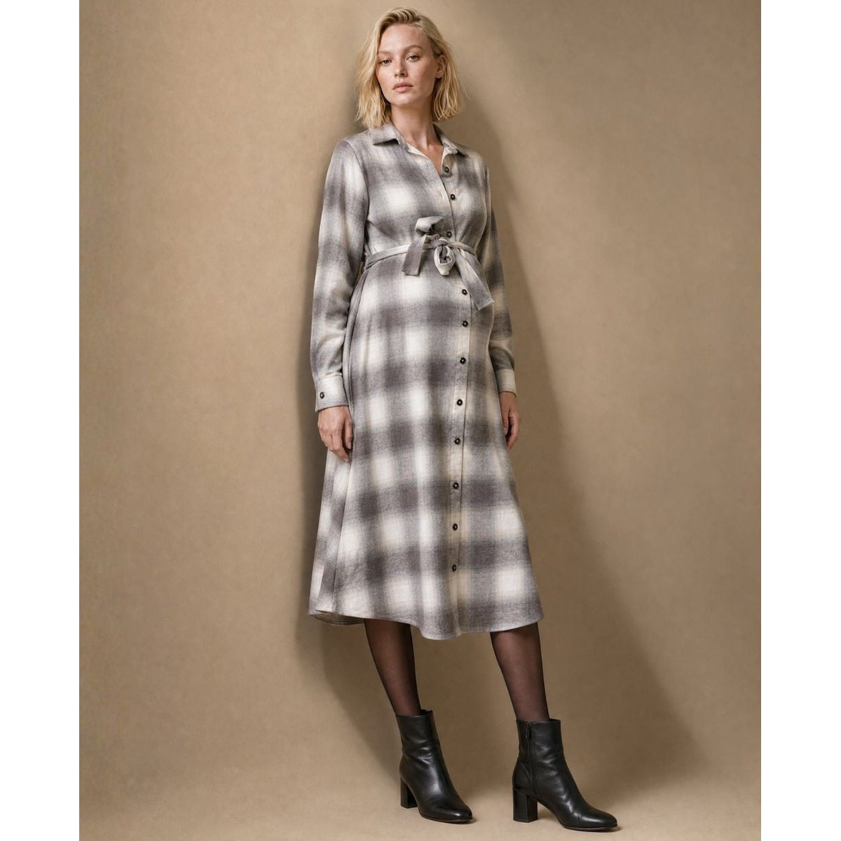 Robe d'allaitement Chelsea beige, CACHE COEUR