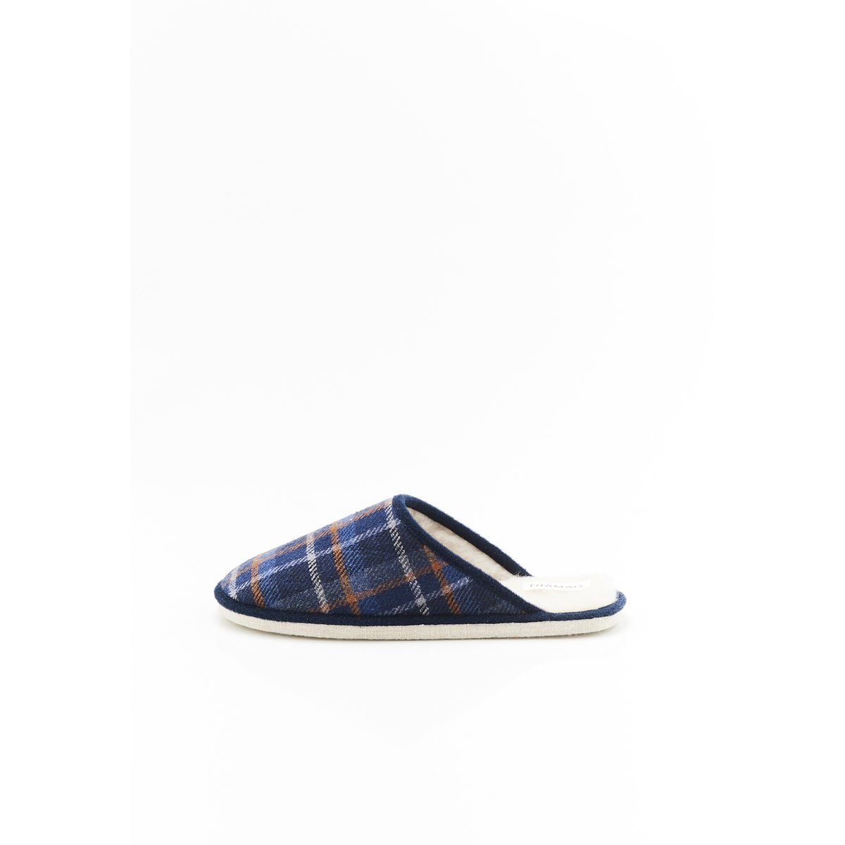 Chaussons Thermolactyl semelle laine bleu carreaux marine, DAMART