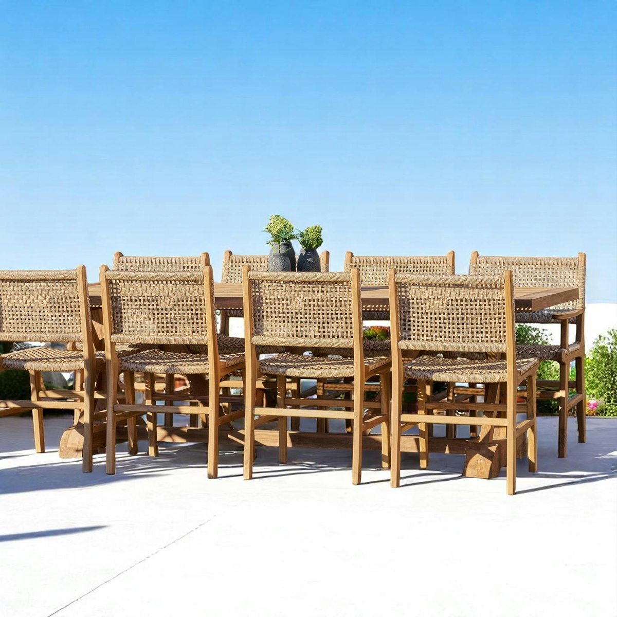 Chaise de jardin en teck et résine tressée (lot de 2) MENDOZA bois naturel, PIER IMPORT