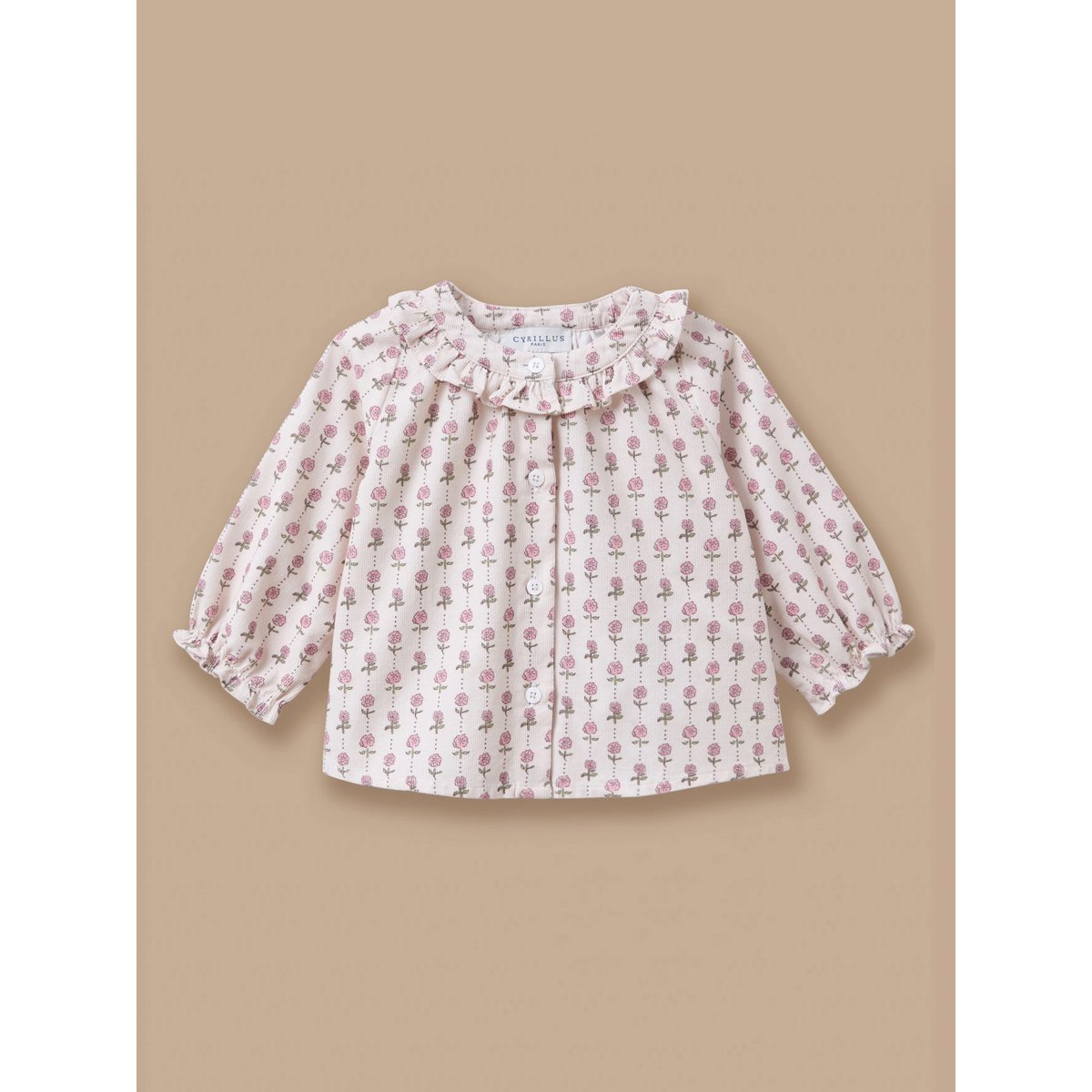 Blouse imprimée col volanté imprimé rosie, CYRILLUS