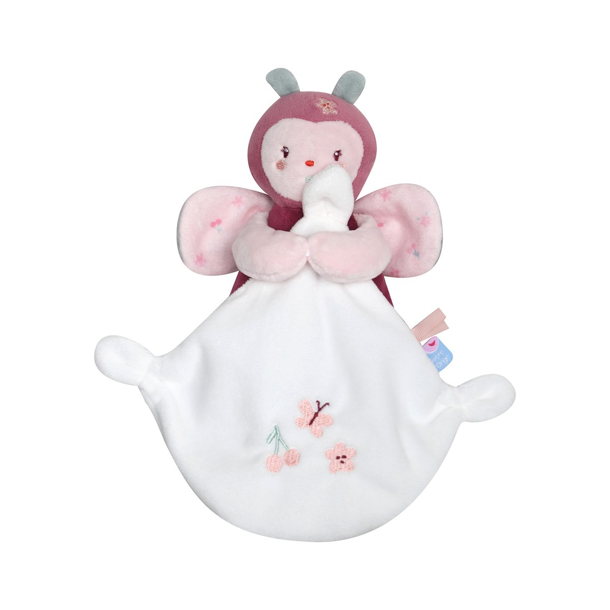 Doudou mouchoir coccinelle savina velours rose, SUCRE D'ORGE