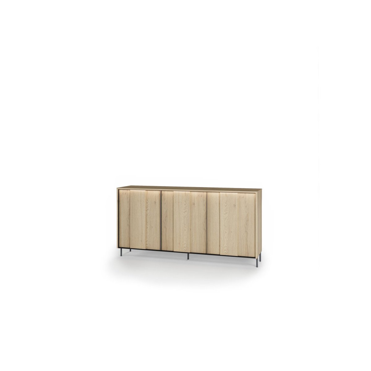 Buffet en panneaux de particules 3 portes 167 cm, TILIA chêne et noir, BOBOCHIC
