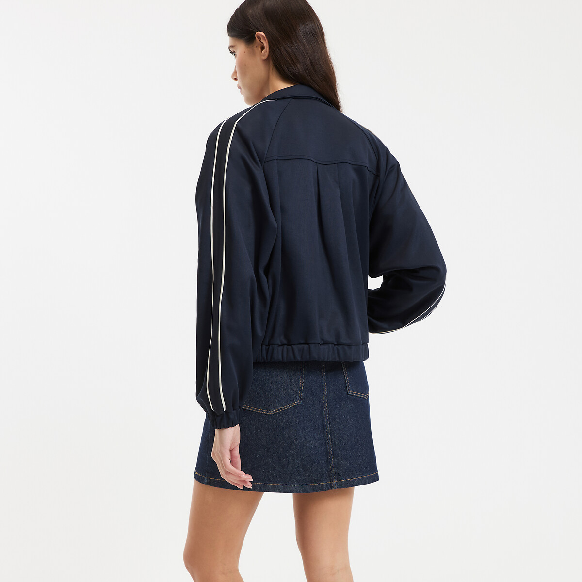Felpa con zip, collo a polo blu marino, LA REDOUTE COLLECTIONS