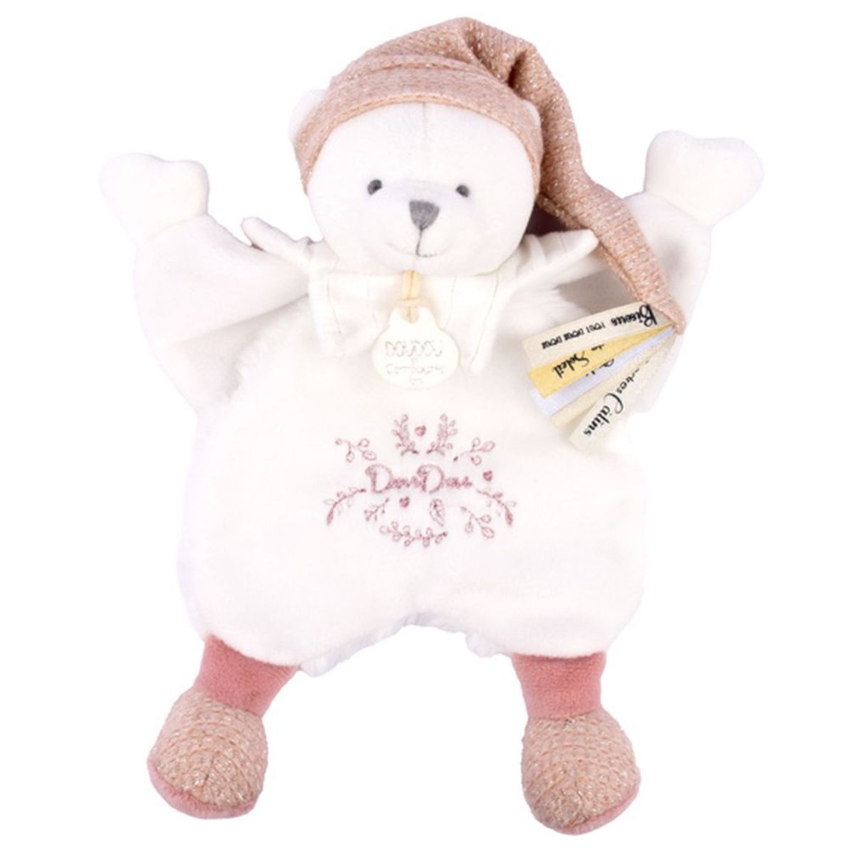 DOUDOU 25 ANS - OURS ROSE Doudou cape couleur unique, DOUDOU ET COMPAGNIE