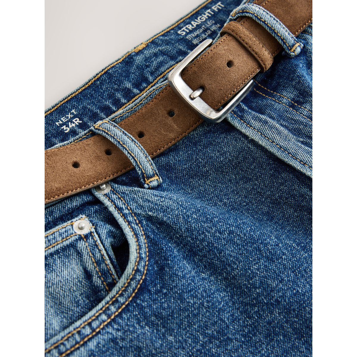 Jean avec ceinture jean bleu moyen, NEXT