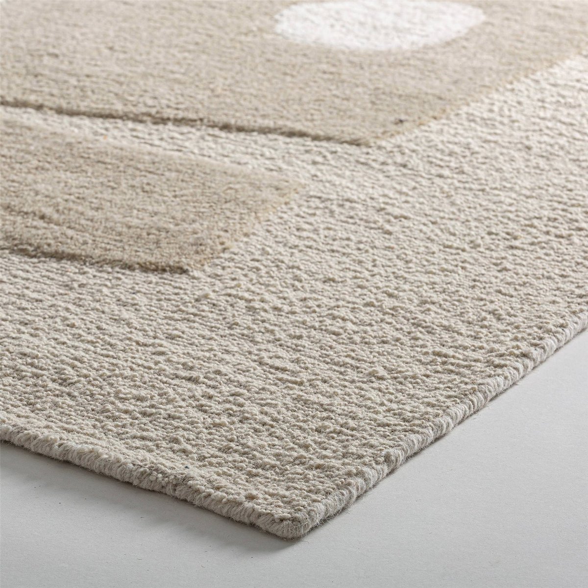 Tapis rectangulaire en laine blanc cassé élégant, RECOLLECTION