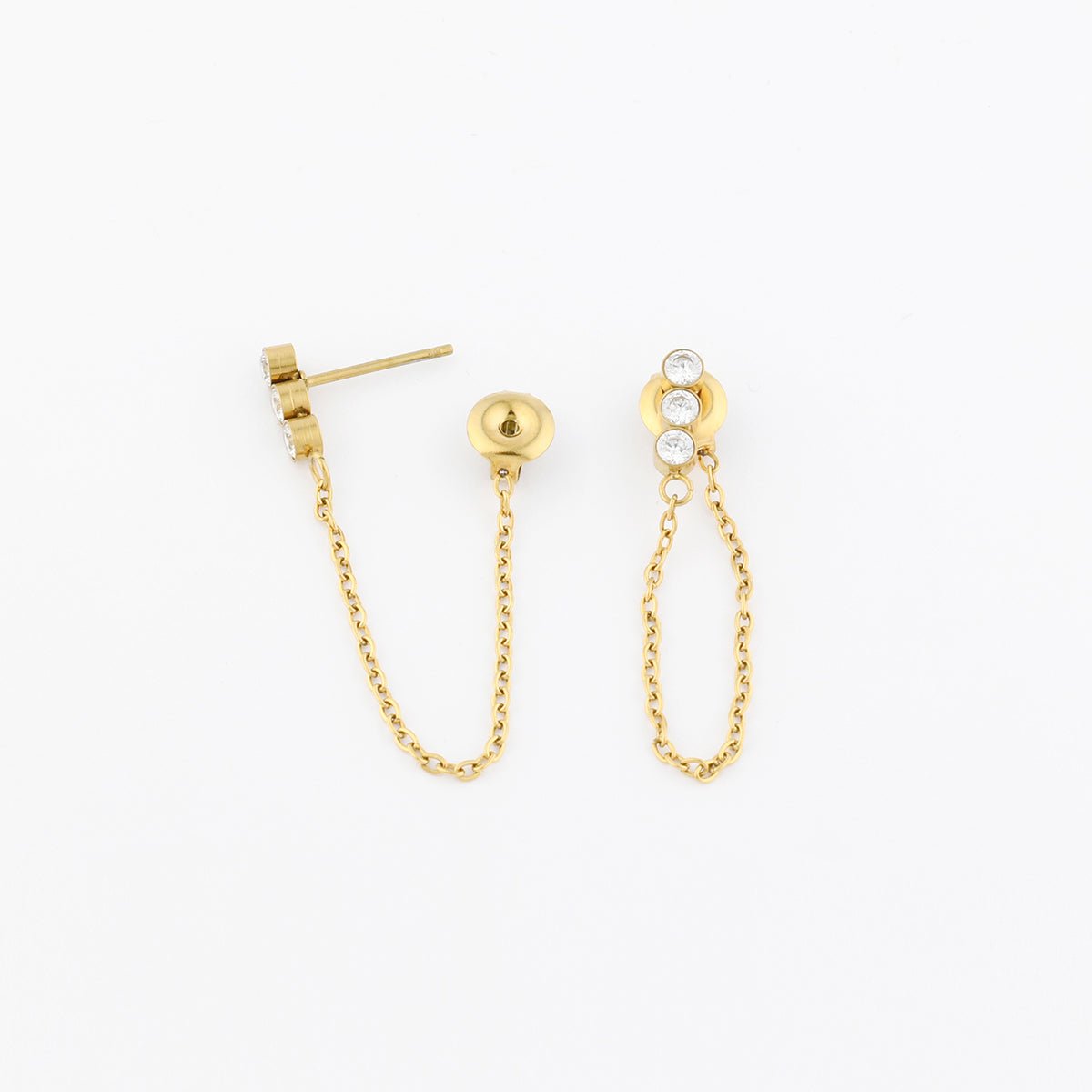 Boucles d'oreilles puces et chaîne fine en acier inoxydable aucun, BALABOOSTE