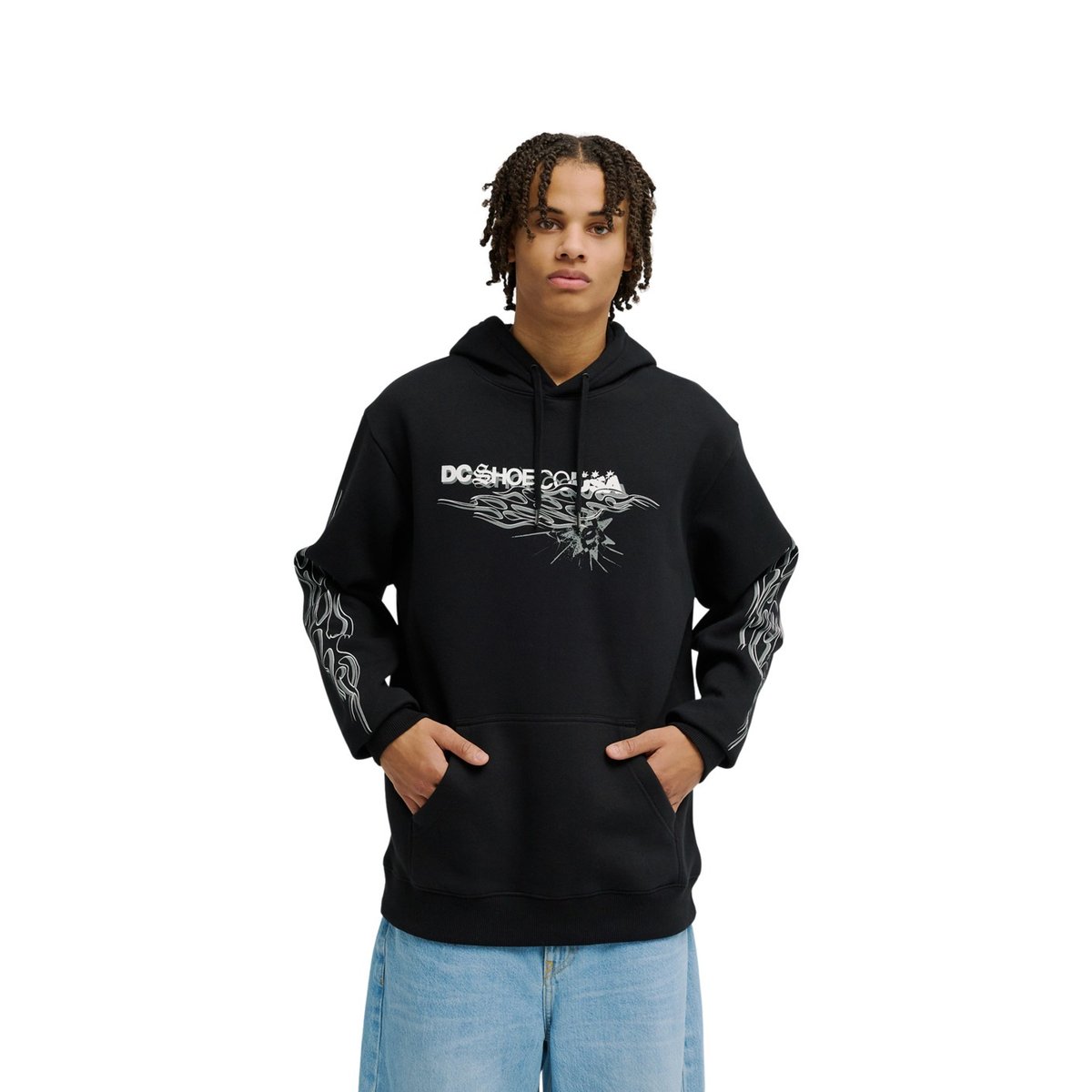 Sweat capuche SIDE FLAME. noir black, DC SHOES