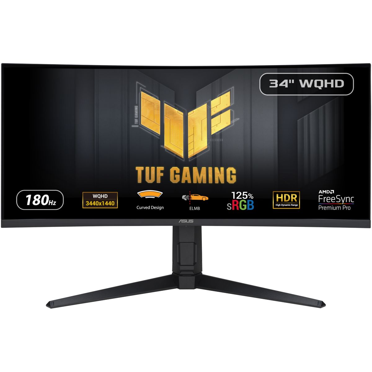 Ecran PC Gamer TUF VG34VQL3A 34" Incurvé 1500R UWQHD 180Hz VA HDR 400 HDMI 2.1 couleur unique, ASUS