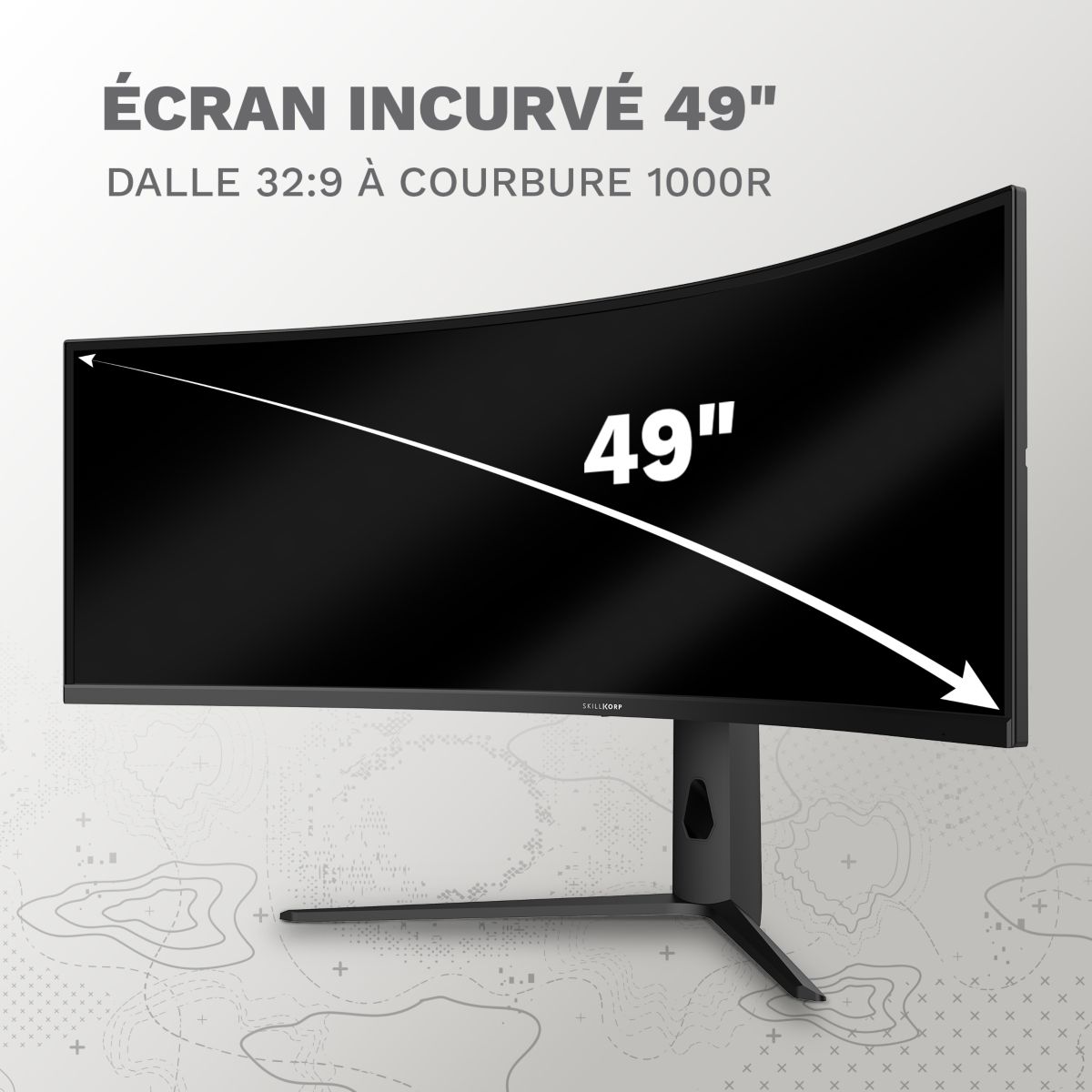 Ecran PC Gamer M49 Progress 49" incurvé Fast VA UWQHD 180Hz USB C 90W couleur unique, SKILLKORP