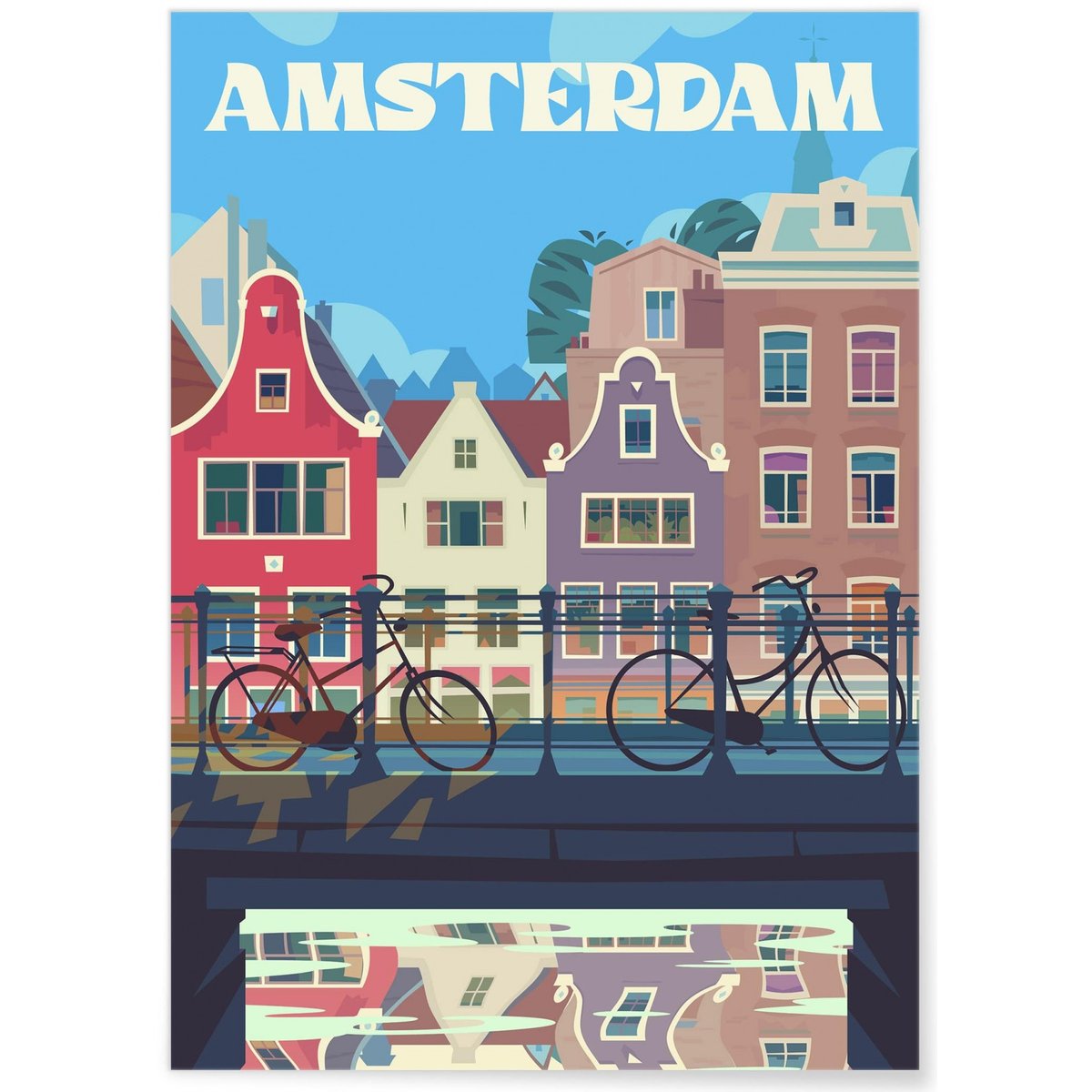 Affiche Amsterdam 2 blanc, L'AFFICHERIE