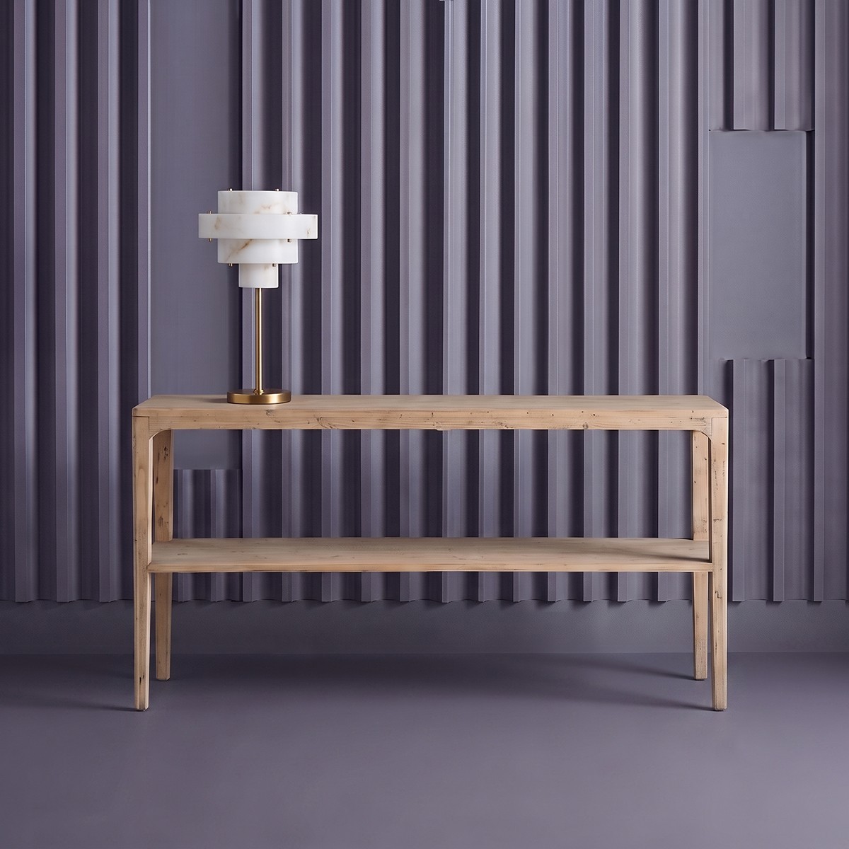 Console double plateaux en pin massif - HENRI bois foncé, SIGNATURE