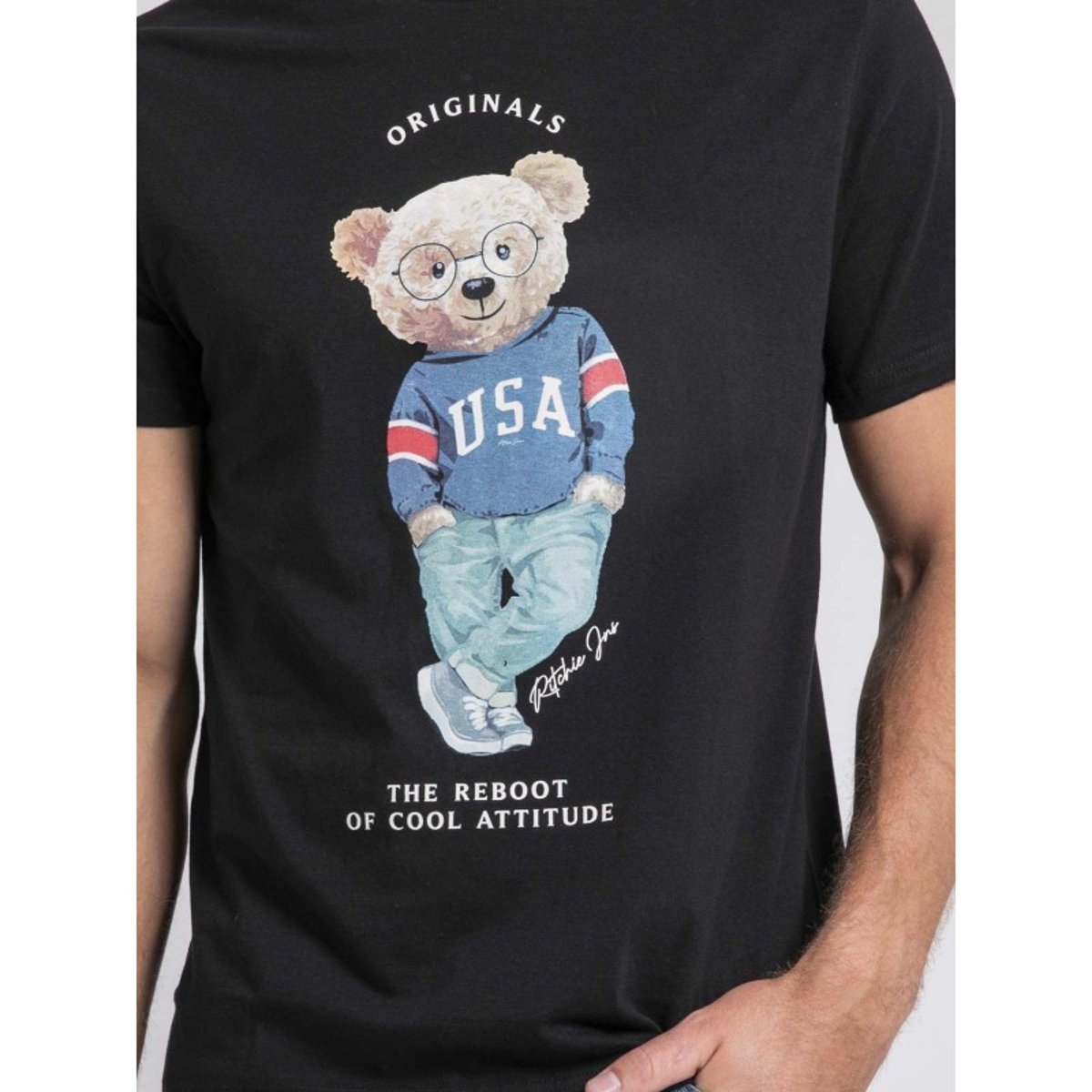 T-shirt Col Rond Pur Coton Joulio noir, RITCHIE