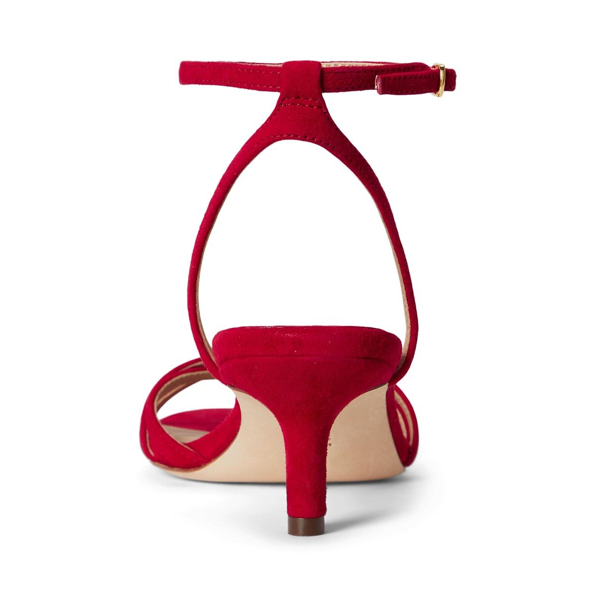 Sandales Kitten Heel en cuir suédé Kendyl rouge, LAUREN RALPH LAUREN