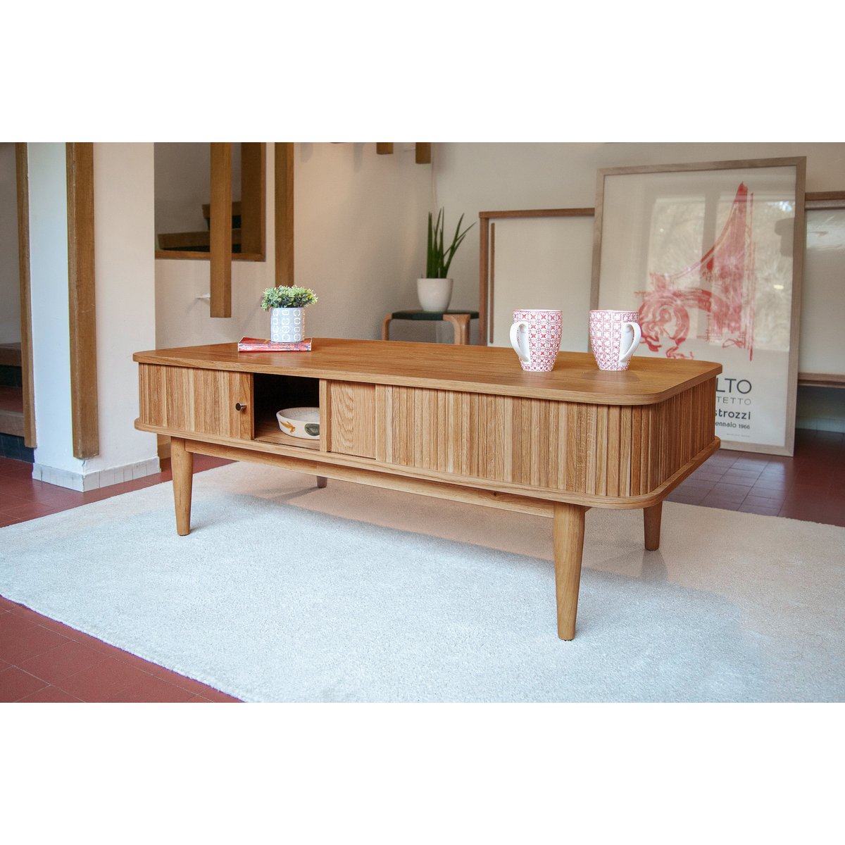 Table basse à rideaux en chêne RITZ bois clair, PRODUIT INTERIEUR BRUT