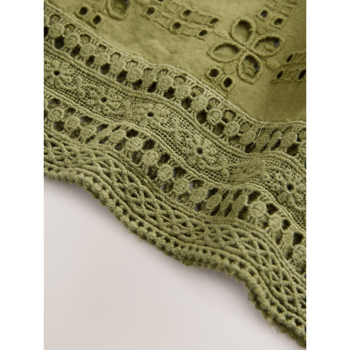 Pantalon large à broderie carrée vert, NEXT