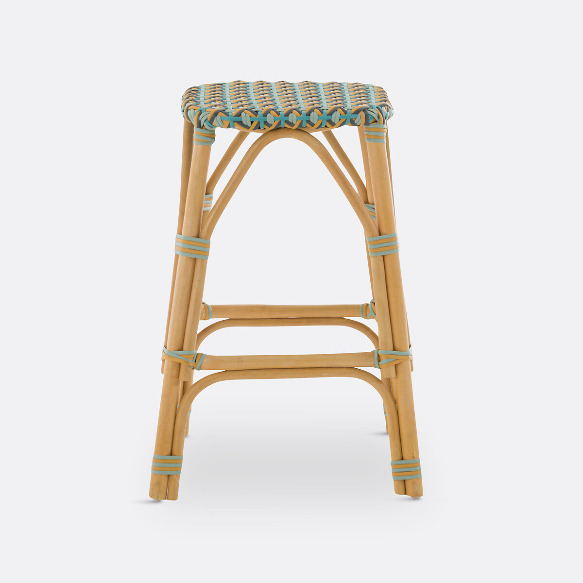 Tabouret de bar, en canne de rotin et résine tressée, hauteur 66 cm, MUSETTE vert multicolore, LA REDOUTE INTERIEURS